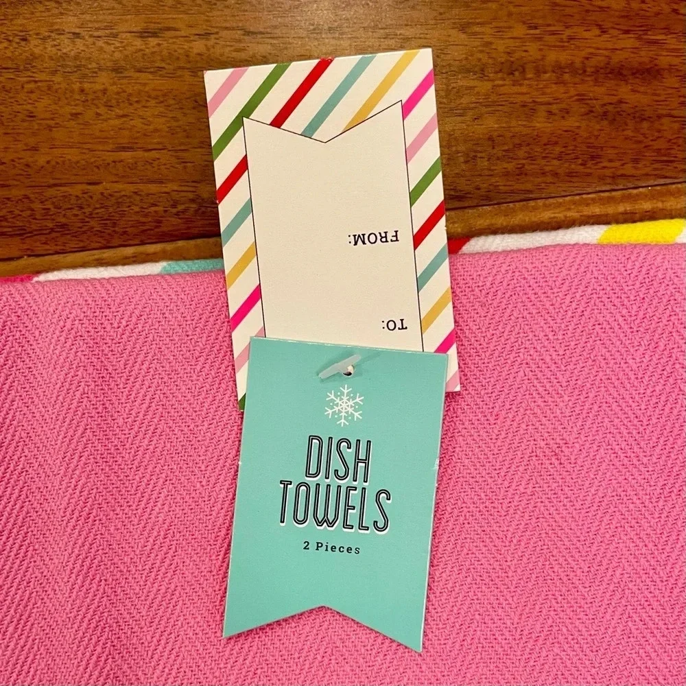 Kitchen Dish Towels 2 Piece Gift Set Pink 